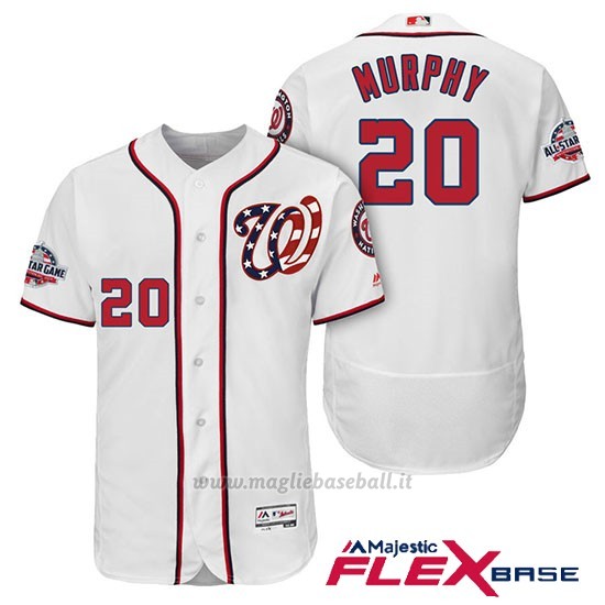 Maglia Baseball Uomo Washington Nationals Daniel Murphy Bianco 2018 All Star 1ªAlterner Flex Base